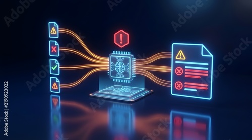 Fototapeta Artificial intelligence data analysis and error detection concept