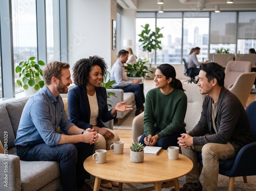 Professional Business Team Discussing Ideas in Modern Office