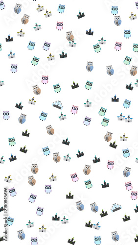 Cute Owls and Castles Pattern
