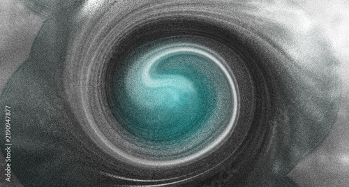 Hypnotic Abstract Swirling Texture With Glowing Teal Center And Dark Gray Metallic Background
