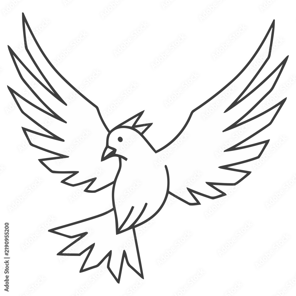Fototapeta premium Dove flying line art