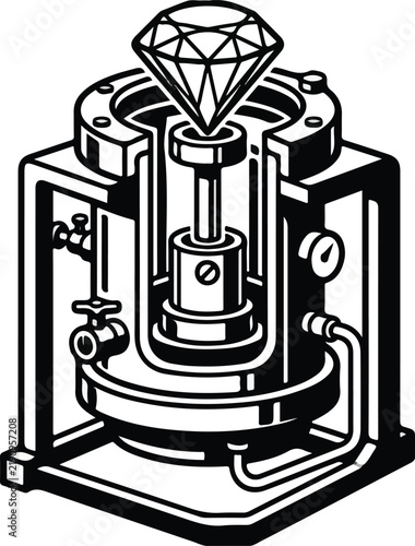 Industrial equipment manufacturing a diamond gemstone.