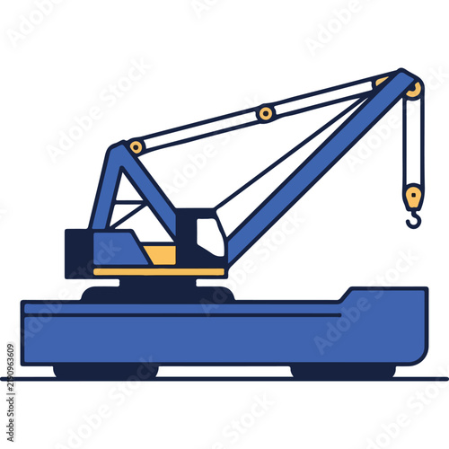 Crane Barge Vector Graphic for Harbor Construction