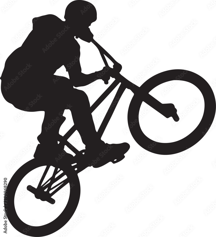 Fototapeta premium BMX Rider Performing Trick Stunt Silhouette Vector