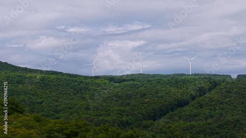 Summer aerial view featuring wind turbines in Readsboro, Vermont