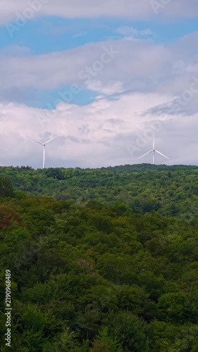 Summer aerial view featuring wind turbines in Readsboro, Vermont