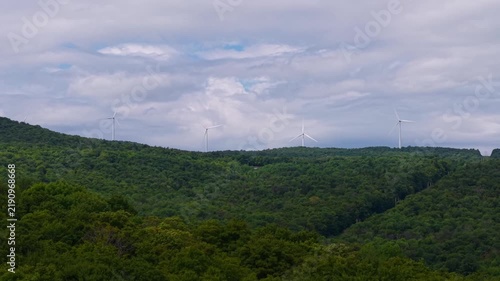 Summer aerial view featuring wind turbines in Readsboro, Vermont