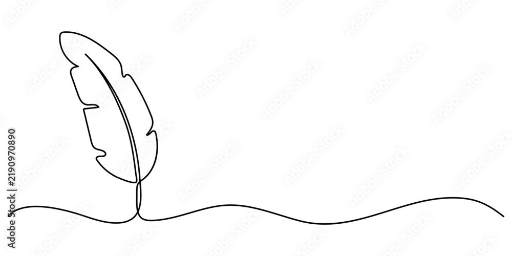 Fototapeta premium Continuous one line drawing of banana leaves vector illustration, Bird of Paradise Banana Leaf Continuous Line Drawing. Palm leaf in one continuous line drawing. Outline leaf. Element for interior. 