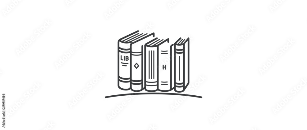 Fototapeta premium Row of Books Isolated Icon Outline Transparent Background