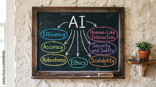 Obraz na płótnie Artificial Intelligence concept map on a chalkboard with key attributes