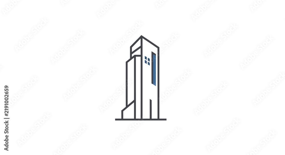 Obraz premium A minimalist line art illustration of a modern skyscraper building