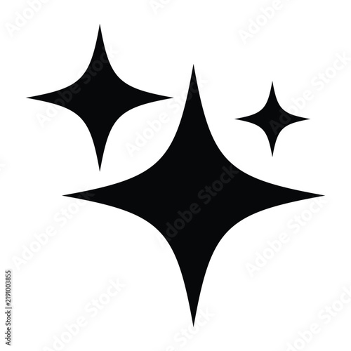 Sparkle Star Icons, Bold Black Twinkle Shine Symbols