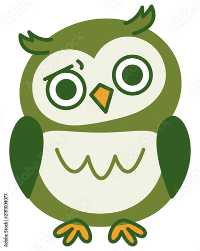シンプルでかわいいミミズクグリーン01