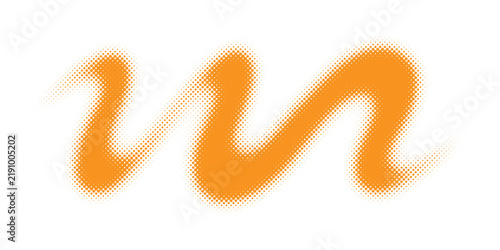 Orange halftone abstract wave squiggle vector illustration