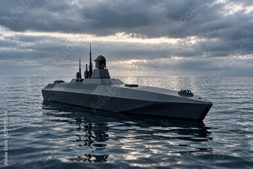 Stealth Unmanned Surface Vessel at Sea with Autonomous Naval Technology