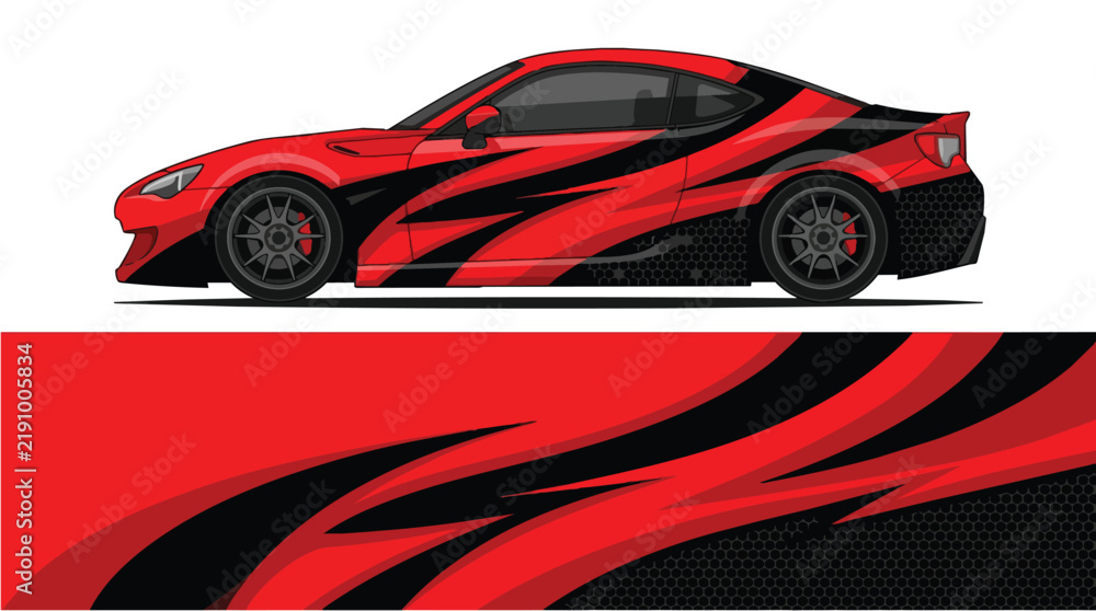 Fototapeta premium Red Sport Car Racing Vector Illustration Design