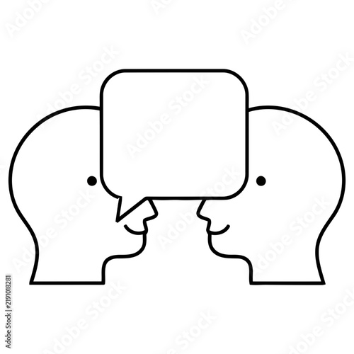 Two Heads Talking with Speech Bubble
