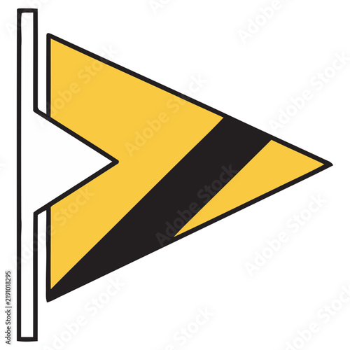 Yellow and black triangular flag