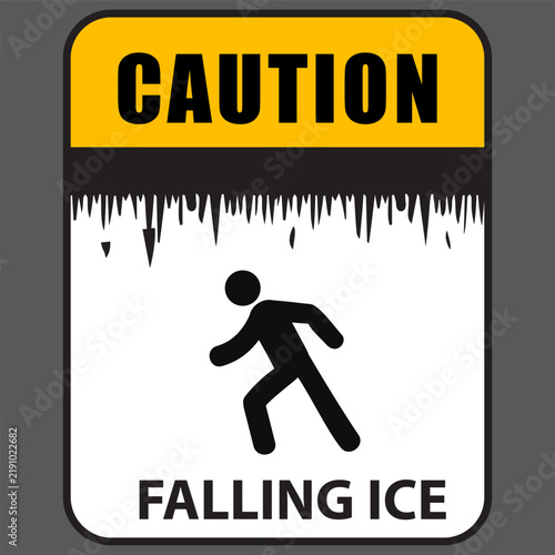 Ice Slippery Surface sign. Caution Signs for Snow and Ice Hazards. Alert for Slippery Road Conditions. Hazard slippery surface wet floor sign