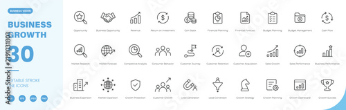 Fotografie business growth icon line style strategy analytics finance opportunity revenue e
