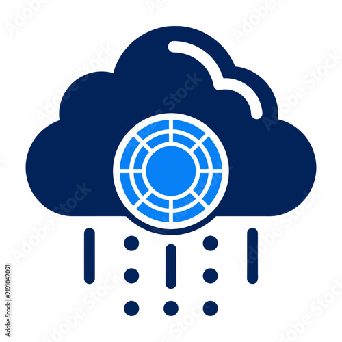 Cloud Computing Icon With Network Globe And Data Stream Symbol For Web Design