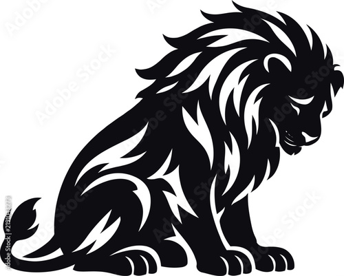 Black lion silhouette side view vector illustration isolated on white background