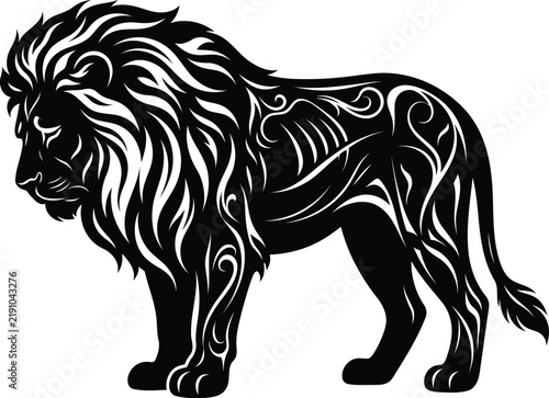 Majestic Lion Tribal Silhouette Vector Art Illustration