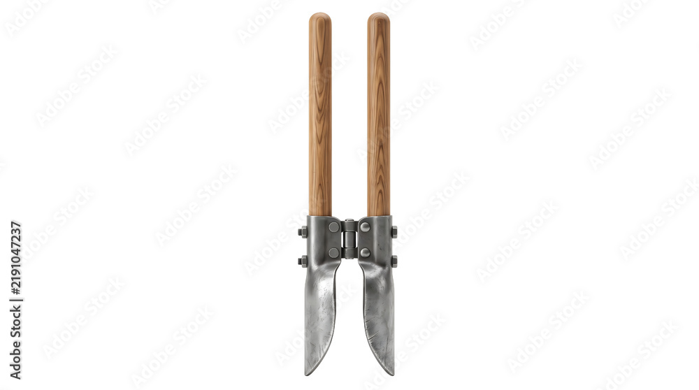 Fototapeta premium Professional Manual Post Hole Digger with Wooden Handles Isolated on White Background.