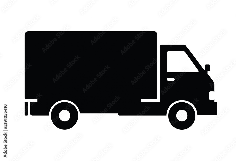 Fototapeta premium Black silhouette of a delivery truck