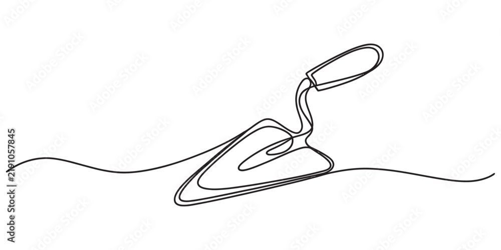 Fototapeta premium Continuous line drawing of a construction trowel tool