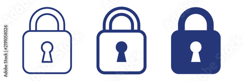 Security padlock illustration set. Open line, outlined, and filled lock designs for website interfaces, mobile apps, authentication, privacy, and information protection.