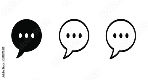 Bild auf Leinwand Speech bubble chat icon set in solid black and outline styles for conversation and online messaging interface