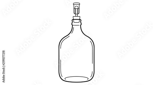 Obraz na płótnie Outline illustration of a glass carboy with a stopper and airlock for fermentati