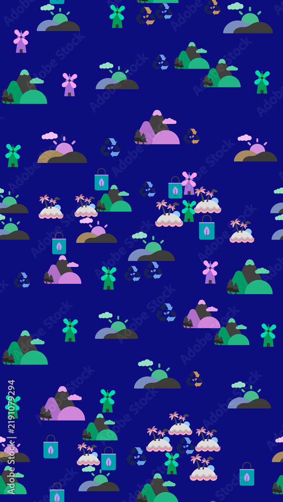 Fototapeta premium Environmental icons seamless pattern