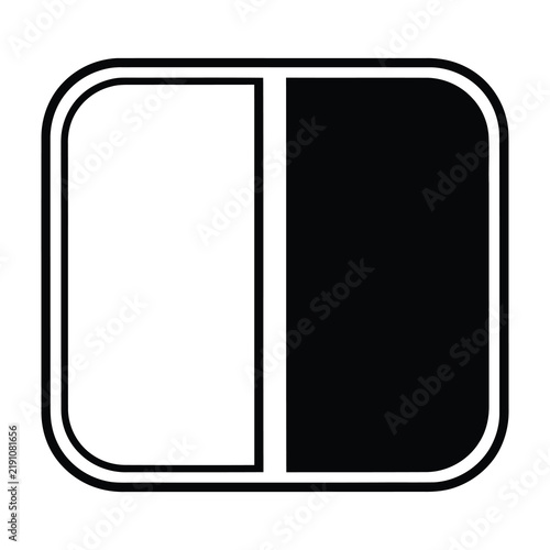 Quadro su tela Square icon with vertical split showing white and black sides for interface desi