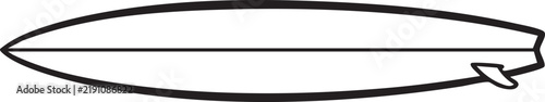 Surfboard outline with surfboard equipment vacation silhouette