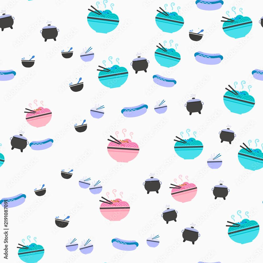 Seamless pattern of food icons
