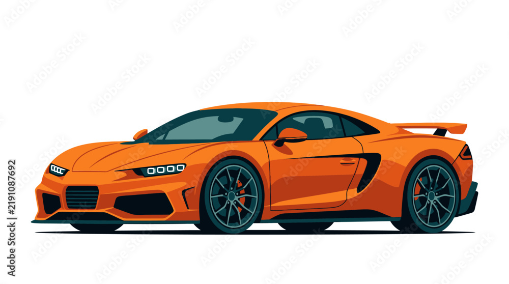 Fototapeta premium Orange Supercar Vector Illustration, Modern Luxury Sports Car Graphic Isolated on White