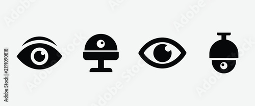 Security camera icons set in black silhouette style on a white background