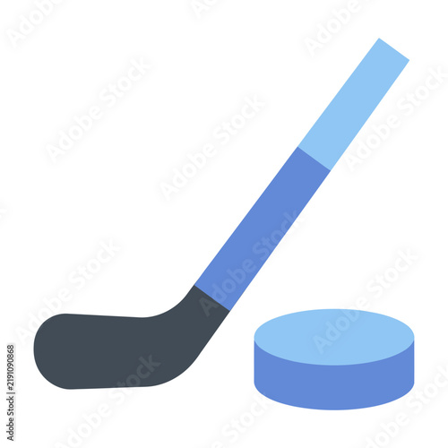Canvas Print Ice Hockey Stick and Puck on White Background Sports Equipment