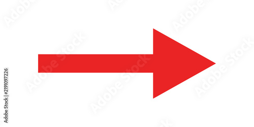 Plakat Bold red arrow pointing right flat icon for digital navigation direction.