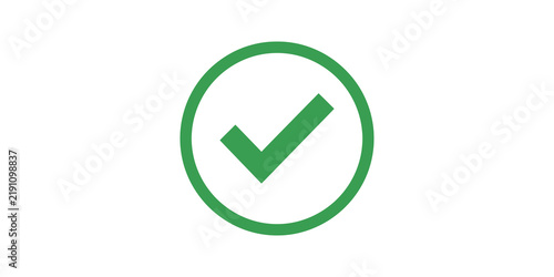 Green check mark inside a circle for success.