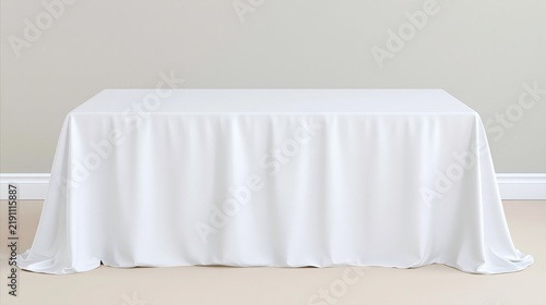 A clean white tablecloth drapes over a table set against a neutral wall.