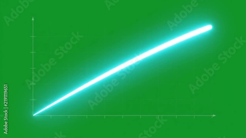 Glowing laser light beam streak passing through green screen background.