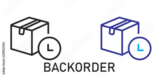 Backorder concept icon showing a cardboard box with an l symbol for warehouse stock management stock status logistics