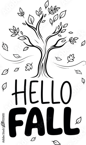 Hello Fall Tree – Autumn Season Nature T-Shirt Design