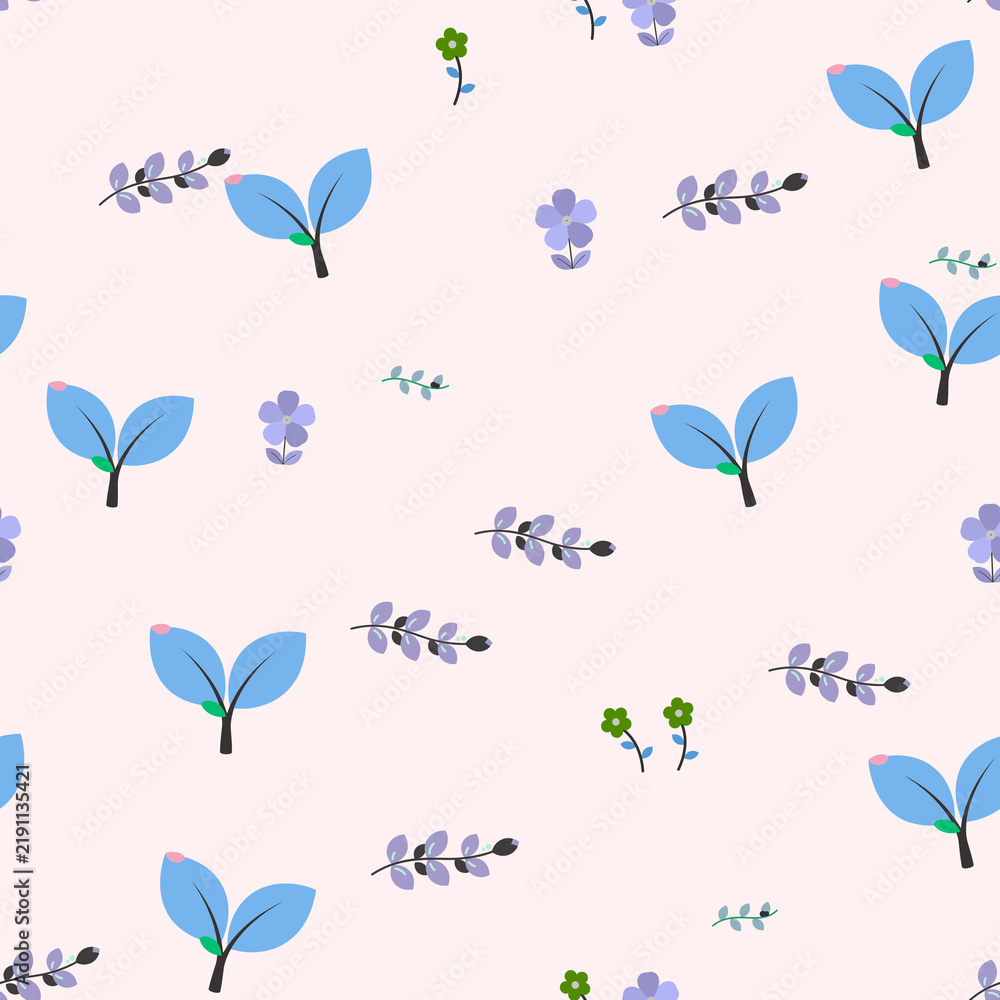 Fototapeta premium Stylized floral and leaf pattern