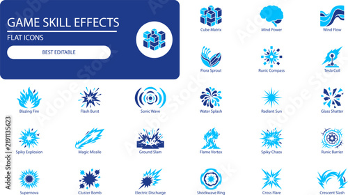 Foto Game skill effects icons set