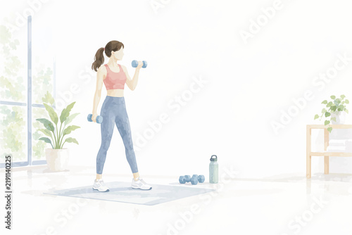 Active Sports and Healthy Lifestyle Activities with Fitness, Outdoor Exercise, Training and Wellness Watercolor Illustrations