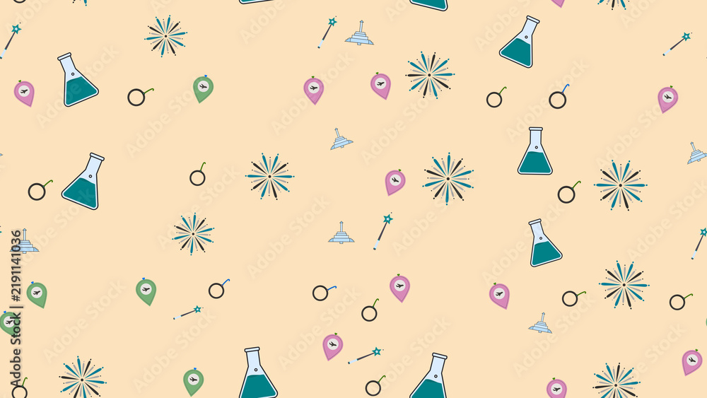 Seamless pattern of science and travel icons